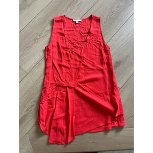 Ella Moss Red Sleeveless Top XS V-Neck Pleated‎ Drape Casual Blouse